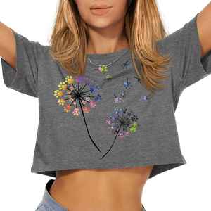 Crop tops pour femmes les plus vendus, col rond, manches courtes, coton uni, crop top basique pour femmes, nouvelle arrivée, t-shirt court pour femmes - Product Image 1