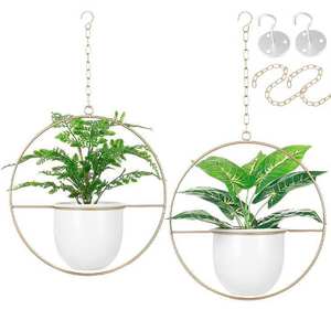 Modern Luxury Gold Metal Floating Circle Hanging Planter Round Loop Flower Pot Holder WithChain <b>Hook</b> For Home Wedding Decor Bulk - Product Image 4