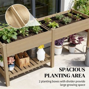 Bac de jardin surélevé en bois carbonisé, abri de jardin pour la plantation et solution de rangement - Product Image 2