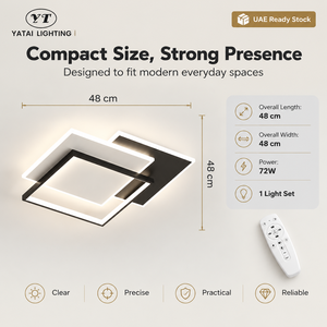 Plafonnier LED moderne en métal géométrique 72W à intensité variable avec télécommande pour salon et chambre 3000K 4500K 6000K - Product Image 3