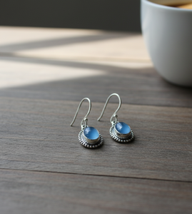 <b>Top</b> Quality Blue Chalcedony 925 Sterling Silver Vintage Drop Earrings Handmade Boho Jewelry <b>Rose</b> Gold Yellow Gold Plated Her - Product Image 1