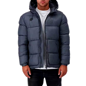 Veste matelassée à capuche pour homme grande taille personnalisée, streetwear d'hiver unisexe, logo sur le devant, réversible, coupe-vent, haute qualité - Product Image 2