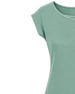 Manufacturer Mint Green Women Casual Summer Blouse Elegant Flower Neck Short Sleeve Fashion Loose Fit Daily Wear <b>Top</b> Shirt - Product Image 3