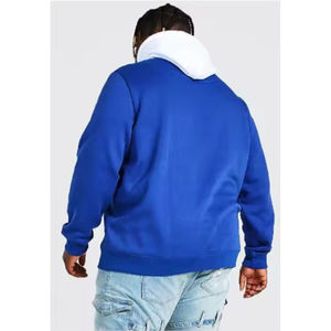 Sudadera con Capucha para Hombre, Color Azul Rey y Blanco, con Bolsillo Tipo Canguro, Fabricación OEM/ODM, Venta al Por Mayor - Product Image 2