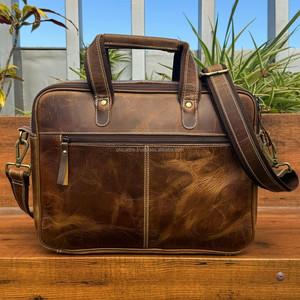 New High Quality Business Laptop Briefcases Work Shoulder Computer <b>Handbags</b> Full Grain Genuine Leather Bag for Man Briefcase Men - Product Image 2