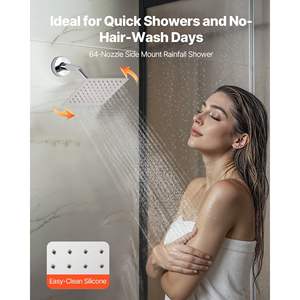 12-Inch Thermostatic Ceiling Mount Rainfall <b>Shower</b> System 6-Inch Wall Mount Brass Valve <b>Trim</b> Kit 2-Handheld 1-Spray <b>Shower</b> - Product Image 6