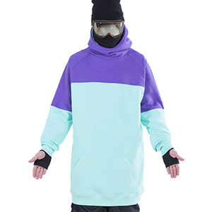 Sweat à capuche long et surdimensionné personnalisé pour le snowboard et le ski, en polaire, bicolore, avec trous pour les pouces, vêtements de sport d'hiver - Product Image 1