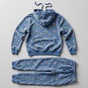 NEXTEX Unisex Ditsy Violet Floral Tracksuit Steel Blue Purple White Soft Cotton <b>Fleece</b> Hoodie <b>Jogger</b> Set for Men <b>Women</b> - Product Image 2