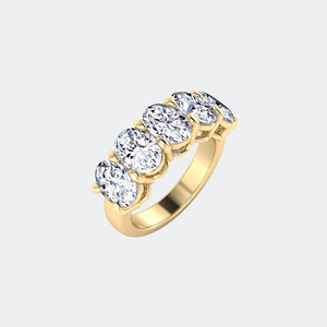 แหวนวงแหวนห้าเม็ดทรงวงรี 3.75 กะรัต ประดับเพชรแบบหนามเตย - Product Image 4