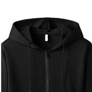 Ensemble de survêtement pour homme, noir uni, à capuche, avec fermeture éclair intégrale, jogging, vêtements de sport décontractés, ensemble deux pièces, vêtements de sport athlétiques - Product Image 6