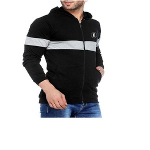 Sudaderas con capucha de moda para hombre, 330 g/m², con cremallera, estilo desgastado, al por mayor, negras, nuevo diseño, lisas - Product Image 2