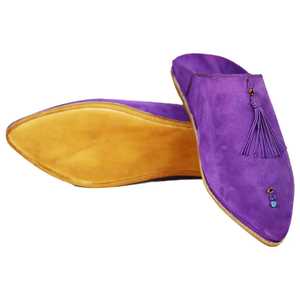 Babouches Chochia en daim marocain véritable pour femmes Biyadina avec doublure de luxe et semelle intercalaire en caoutchouc Taille 5 - Violet - Product Image 3
