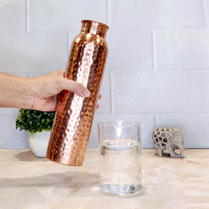 Botella de Agua Reutilizable de Cobre Martillado Moderna, de Pared Simple con Tapa de Rosca, Portátil para Viajes - Product Image 5