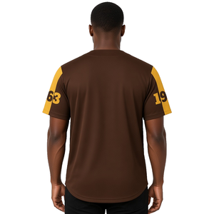 Maillot de baseball pour homme Iota Phi Theta marron doré, 1963, avec lettres grecques, boutons sur le devant, manches courtes, pour fraternité, confrérie, équipe sportive - Product Image 2