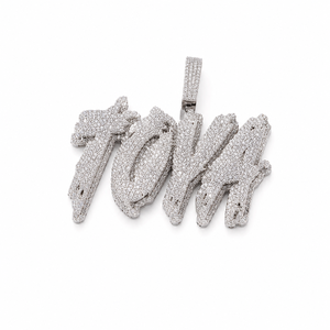 Colgantes de Letras Personalizadas con Estilo Hip Hop Moderno, Unisex, en Plata de Ley 925 con Baño de Rodio y Moissanita, Iniciales con Nombre, Collar con Dijes - Product Image 1
