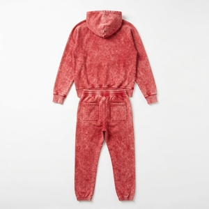 Conjunto Deportivo Unisex de Poliéster Lavado al Ácido, Sudadera con Capucha y Pantalones, Manga Larga, Cordón Ajustable, Color Sólido, Ropa Casual de Otoño, Secado Rápido - Product Image 2