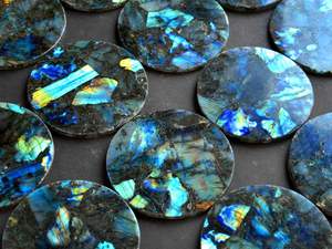 Posavasos de Piedra de Labradorita, Resina Epoxi Redonda, Regalo Decorativo - Product Image 2