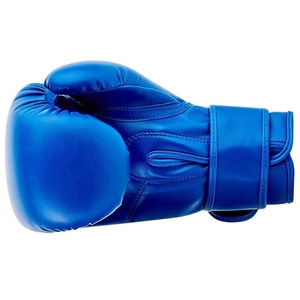 Gants de boxe en cuir bleu, fermeture Velcro, pour adultes, équipement d'entraînement - Product Image 6