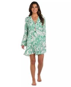 Women's Batiki Lace-Front Tunic <b>Cover</b>-Up <b>Dress</b> | La Blanca - Product Image 5