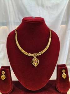 Indian 18K Gold Plated Brass Women's Trendy Lock Design Micro Insert Necklace <b>Set</b> Engagement Anniversary Wedding Party Jewelry - Product Image 2