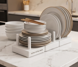 Elegante Soporte de Metal Blanco para Platos, en Metal Resistente con un Diseño Moderno y Elegante, Perfecto para Exhibir en la Mesa de la Cocina o Restaurante - Product Image 4