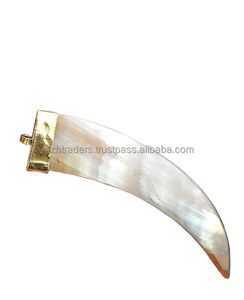 สร้อยคอจี้ฮอร์นรูปพระจันทร์เสี้ยวสองชั้นทำด้วยมือแบบทันสมัยพร้อมโซ่โลหะชุบทอง - Product Image 3