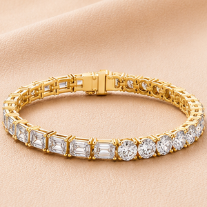 <b>Baguette</b> Emerald Cut Diamond Tennis <b>Bracelet</b> for Women Luxury Bridal Wrist Jewelry IGI Certified 14KT Gold Silver Rose Gold Gift - Product Image 4