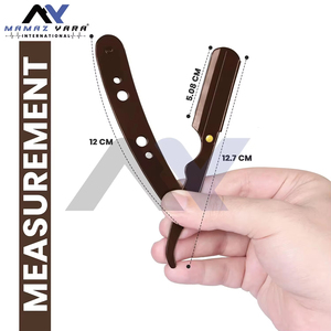 Custom Brown Professional <b>Mens</b> Straight Shave Barber <b>Razor</b> Personalized Stainless Steel Straight Edge <b>Razor</b> Private Label Custom - Product Image 4