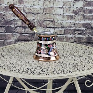 Cafetera Tradicional Turca, Griega y Árabe de Cobre con Mango Largo de Latón, Producto para Calentar Bebidas y Utensilios de Cocina - Product Image 6