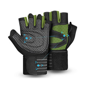 <b>Half</b> Finger Fitness Gloves Mesh Breathable Non <b>Slip</b> Adjustable Wrist Strap Gym Weight Lifting Unisex Non-<b>Slip</b> Finger Save Gloves - Product Image 1