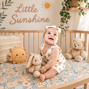 Waterproof Muslin Baby Crib Bedding Set | Floral Garden <b>Print</b> Fitted Mattress Sheet Soft Breathable <b>Nursery</b> Cover OEM Custom Fit - Product Image 2