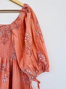 Femmes filles pur coton Maxi robe indien bloc imprimé décontracté été soirée à la mode nouvelle vente en gros longue robe mi-longue - Product Image 3