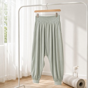 Wide Leg Breathable Yoga <b>Pants</b> for Women-Korean Activewear Gym <b>Pants</b> Elastic Waist Relaxed Fit Seamless <b>Spandex</b>/Polyester - Product Image 2