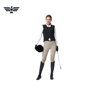 Pantalon d'équitation pour femme, taille haute, longueur intégrale, beige, en spandex et polyester, avec fermeture éclair et poches, respirant, vêtements d'équitation - Product Image 1