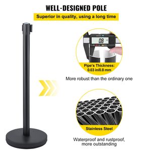 Set di 6 Pali di Controllo Folla con Nastro Retrattile Rosso da 2 m (6,6 piedi) per una Gestione Efficace della Folla - Product Image 3