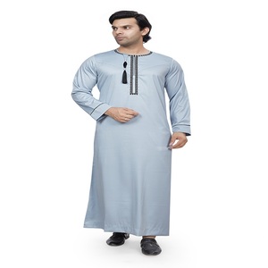 Thobe/Thawb Omaní Bordado para Hombre, Tela de Poliéster Transpirable, Antiarrugas, Elegante, Largo hasta el Tobillo, para Bodas de Verano e Invierno - Product Image 1