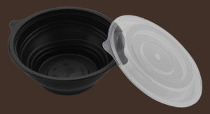 Tazón Redondo Negro Biodegradable de 20 oz, Libre de BPA, Apto para Microondas, con Tapa Transparente Ventilada, 120 Unidades (40/6) para Restaurantes y Hoteles - Product Image 4