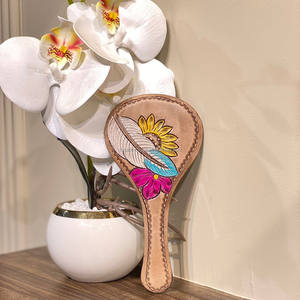 New Engraved Tooled Leather <b>Handheld</b> <b>Mirror</b> Western Genuine Leather Makeup Hand <b>Mirror</b> Personalized Vintage <b>Mirror</b> Gift for Her - Product Image 3