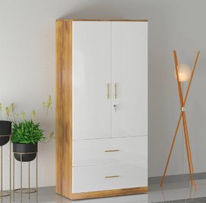 Large teak finish 4 <b>door</b> wooden <b>wardrobe</b> with upper lofts and dual central <b>mirrors</b>, available at wholesale prices. - Product Image 4