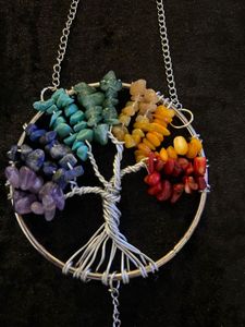 Venta al por mayor 7 Chakra Crystal Tree of Life Hanging Ornament Best Quality Gemstone Wall Car Hanger de Aameena Agate Stone Material - Product Image 3