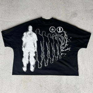 เสื้อยืดโอเวอร์ไซส์ทรงครอปพิมพ์ลายกราฟิกสไตล์สตรีทแวร์ แขนสั้น คอกลม ผ้าคอตตอนเจอร์ซีย์ สำหรับผู้ชาย แบรนด์ Belly Rich - Product Image 5