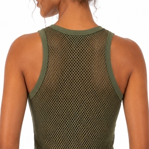 Custom Women <b>Mesh</b> Tank <b>Top</b> Sleeveless Sports Gym Solid Color Breathable Knitted Sporty O-Neck Quick Dry Lightweight Design tank - Product Image 5