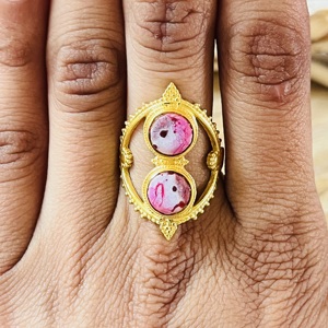 Trendy Boho Turquoise Engagement <b>Ring</b> Tribal Brass Jewelry Women 18K <b>Gold</b> Plated Bezel Set Geometric <b>Cocktail</b> <b>Ring</b> Third Party - Product Image 6