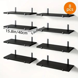 8-Pack <b>Rustic</b> Brown 15.8\" Floating Wall Shelves Large Capacity Heavy-Duty Display Racks for <b>Bed</b> Wall-Mounted Storage <b>Rustic</b> - Product Image 1