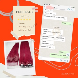 วิกผมแท้สีแดงตรงธรรมชาติ CDY แบบ HD Frontal Lace  พร้อมผมที่ถอนมาแล้ว  วิกผมหน้าผากแบบ HD Lace โปร่งใส  ผมเวียดนามแท้ - Product Image 4