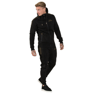 Survêtement de sport personnalisé pour homme, bleu uni, coupe ajustée, style streetwear, deux pièces, grande taille, pour l'hiver - Product Image 1