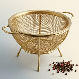 Venta de Fábrica: Colador de Malla Fina Dorado para Cocina, Cesta Redonda para Lavar Arroz, Filtro y Escurridor - Product Image 1