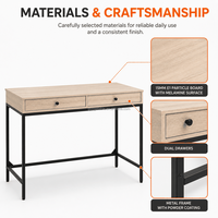Bureau d'ordinateur avec double tiroir de rangement, cadre en métal mélaminé, OEM ODM, pour la maison, le bureau, l'étude, poste de travail, bureau d'ordinateur, bureau de travail
