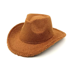 Nuevo Sombrero Fedora de Felpa Sherpa Ancho, Estilo Vaquero Occidental, Clásico de Invierno, con Ala Curva, Cálido, Tipo Panamá/Jazz - Product Image 3