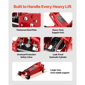 Martinetto idraulico da officina in acciaio a basso profilo da 3 tonnellate (6614 libbre) con pompa a sollevamento rapido a pistone singolo per auto - Product Image 4